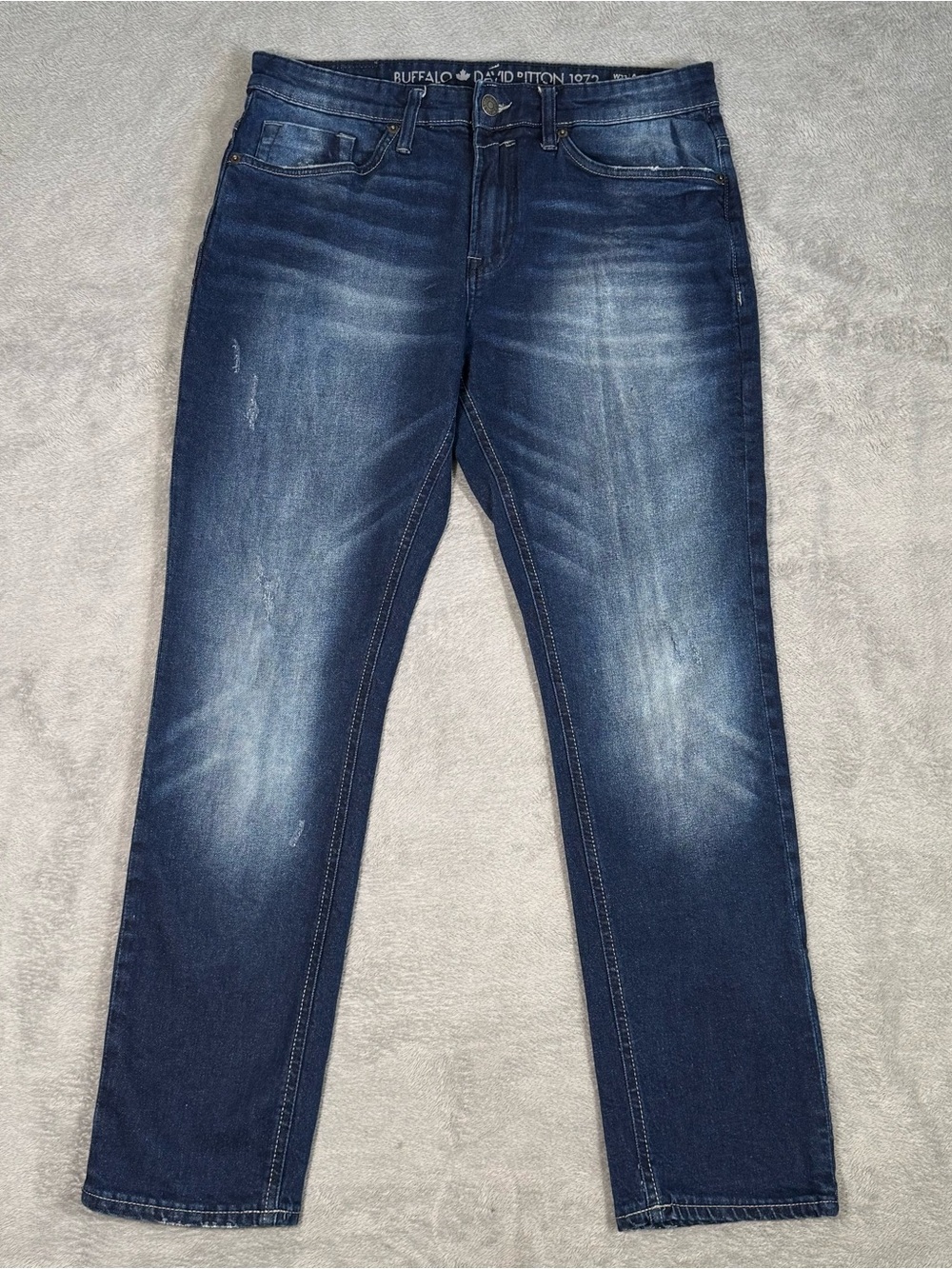 Buffalo David Bitton Ash-X Mens Jeans 33x30 Slim Stretch Dark Wash Distressed